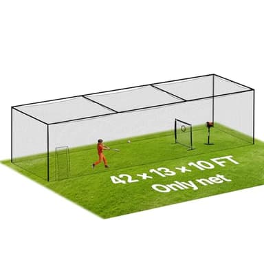 VEVOR Baseball Batting Cage, 41.7 x 12.8 x 10.1 FT Freestanding Portable Batting Cage, Hitting Cages with 30-Ply Knotted HDPE & Carabiner Hooks, Battings Cages Netting for Indoor, Outdoor (NET ONLY)