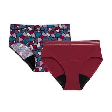 Thinx for All Period Underwear, Everyday Comfort Brief, Holds Up to 12 Regular Tampons*, Period Panties, Leakproof, Reusable & Controls Odor, Mosaic + Rhubarb with Lace, M