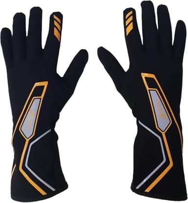 Racing Gloves No SFI Certified Flame Retardant, Aramid Knit, Anti-Slip Grip, Breathable, Secure Fit for Professional Drivers (Orange, Medium)