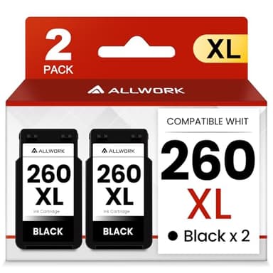 ALLWORK 260XL Black Ink Cartridge Replacement for Canon 260 PG-260 PG-260XL PG 260 XL High Yield for Pixma TS6420a TS6400 TS6420 TR7020a TR7000 TR7020 TS5320 TS5300 Printer Ink Cartridge(2 Black)