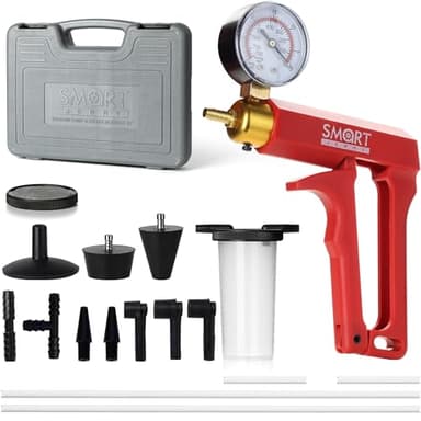 SMART JERRY - Brake Bleeder Kit with Hand Vacuum Pump | 17 Pcs Motorcycle Brake Fluid Bleeder Kit | Vacuum Brake Bleeder Tool with Pressure Gauge & Storage Case