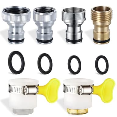 6 pcs Faucet Tap Quick Connector Kit, VEINARDYL 4 Washing Machine Quick Connector and 2 Universal Faucet Adapter, Thread Sink Faucet Adapter Connecting Garden Hose for Dishwasher Car Wash