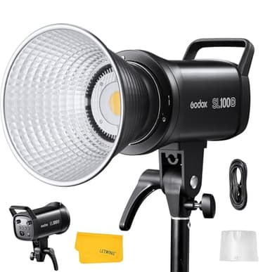Godox SL100D LED Video Light,100W TLCI≥97 CRI≥96,5600K Continuous Lighting, 8 FX Lighting Effects, 32100Lux @1M Bowens Mount COB LED Continuous Light for Video Shooting,Content Creating,Photography