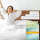 MAQIHAN Travel Bed Set - 4Pcs Disposable Bedding Set 1Bed Sheet 1Quilt Cover 2Pillowcover Breathable Bedding Sheets Portable for Camping Travel & Hotel