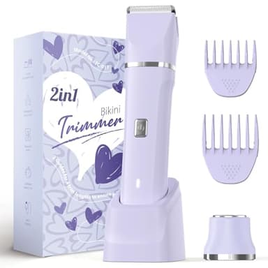 Risina Bikini Trimmer for Women - Wet/Dry Womens Electric Shaver for Legs, Replaceable Body Hair Blade Heads&Hair Remover for Face Head, No Nick, No Cut, No Razor Burn, Purple