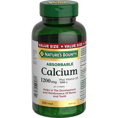 Nature's Bounty Absorbable Calcium 1200mg plus Vitamin D3 1000IU 200 count