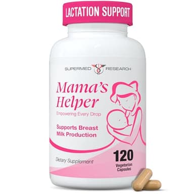 Supermed Research Lactation Supplement to Increase Milk Supply for Breastfeeding with Goat's Rue, Fenugreek, Alfalfa, Fennel, Shatavari, Milk Thistle – Supports Breastmilk Production (120 Capsules)