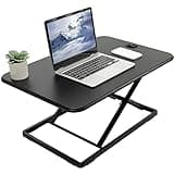 VIVO Ultra-Slim Single Top Height Adjustable Standing Desk Riser, Compact Sit Stand Desktop Converter for Monitor or Laptop, Black, DESK-V001J