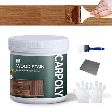 CARPOLY Wood Stain,16oz Teak Wood Stain & Sealer in One, Water Based|Fast Drying|Non-Toxic|Low Ddor|Waterproof, for Indoor and Outdoor Furniture, Multiple Finishes(with Tools)