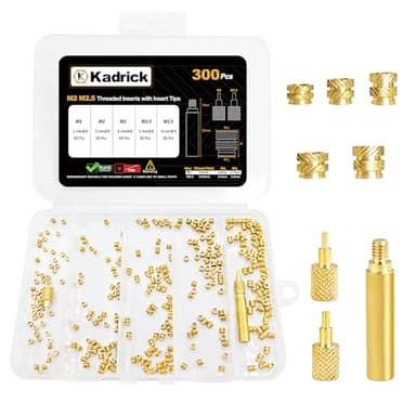 300 Pcs M2 M2.5 Threaded Inserts for Plastic with Heat Set Tips,M2 & M2.5 Heat Set Inserts Kit,Brass Inserts for 3D Pringting