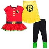DC Comics Robin Big Girls Cosplay T-Shirt Dress Leggings and Cape 3 Piece Black/Red 14-16