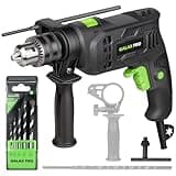 GALAX PRO 4.5Amp 0-3000RPM Corded Hammer Drill, 5pcs Bit, Hammer and Drill 2 Functions in 1 with 12 Variable Speed, 1/2 Inch Keyed Metal Chuck, 360°Rotating Handle