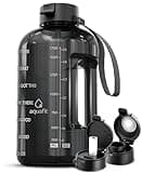 AQUAFIT Half Gallon Water Bottle with Time Marker - Straw & Chug Lid - BPA Free Big Water Bottle with Straw - Gym Water Bottle with Handle - Motivational Half Gallon Water Jug (64 oz, Gray)
