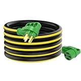 RVGUARD 50 Amp 25 Foot RV/EV Extension Cord, NEMA 14-50P/R Heavy Duty Extension Cord with LED Power Indicator and Cord Organizer, Black&Yellow, ETL Listed