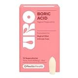 URO Boric Acid Vaginal Suppository – with Lactic Acid, and Aloe for Fast Relief and Vaginal Odor Control – Vegan, Free from Parabens, Dyes, and Fragrances – 12 Count (Pack of 1)