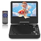 HOPYOP 9.5" Portable DVD Player for Kids and Car, 7.5" Swivel Screen with 4-6 Hours Built-in Battery, Car DVD Player with Dual Speakers, Support Sync Screen to TV, USB/SD/Multiple Disc Formats