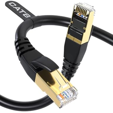 DbillionDa Cat 8 Ethernet Cable 40Gbps 2000MHz, 6FT Heavy-Duty for Indoor/Outdoor Use, High-Speed Wired Internet Cable, Gold-Plated RJ45, Weatherproof & UV Resistant for Gaming, PC, Router, Modem