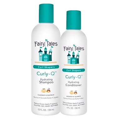 Fairy Tales Curly Q Hydrating Kids Shampoo 12oz and Conditioner 8oz - Paraben, Sulfate, Gluten, and Nut Free - For All Curl Types Including Multi Cultural Hair (2 Pack)