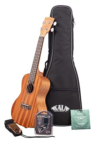 Kala KA-15 Series Satin Mahogany Concert Ukulele Bundle with Rosewood Fingerboard, Tuner, Gig Bag, Strap & Aquila Super Nylgut Strings – Ideal for Beginners & Players of All Levels, 24 Inches