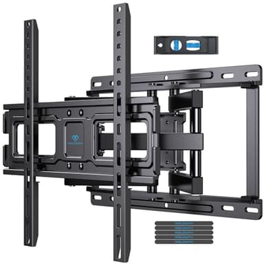 PERLESMITH TV Wall Mount Full Motion for 32-65 Inch Flat Curved Screen TVs, TV Mount with Swivels Tilts Extension Dual Articulating Bracket Arms Supports up to 99 lbs Max VESA 400x400, PSMFK9