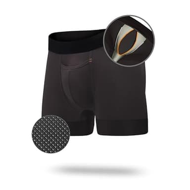 All Citizens Apex E M F Blocking Boxer Briefs for Men, Patented Ball Pouch Design, Anti Odor Silver Fabric, Large, Black