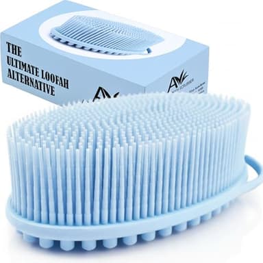 Avilana Premium Silicone Body Scrubber - Trusted Since 2017 - SGS Certified Food Grade Dual Sided Bath Brush, Quick-Dry Exfoliating Loofah Alternative, Massage Brush Sensitive Skin Women Men