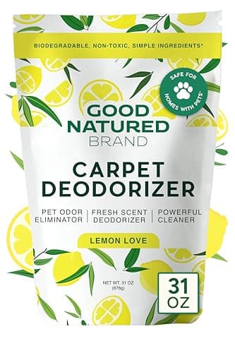 Good Natured Brand | Carpet Deodorizer & Freshener Powder | 31 oz Pet Odor Eliminator for Strong Odor & Pet Urine | Fresh Natural Lemon Scent | Safe for Homes with Pets