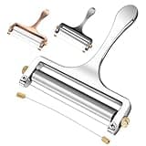 TOPULORS Wire Cheese Slicer Stainless Steel Handheld Cheese Cutter for Mozzarella, Cheddar, Gruyere - with 1 Extra Wire - Adjustable Thickness Cheese Shaver Cheese Slicers for Block Cheese (Silver)