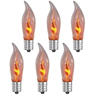 Hompavo Upgraded Flame Light Bulbs, Compact E12 Chandelier Base Candle Flickering Fire Light Bulb for Halloween Christmas Party Porch Indoor & Outdoor Home Decor - 6 Pack