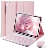 Keyboard Case for iPad 9.7 inch, iPad 6th Generation (2018), iPad 5th Gen (2017), iPad Air 2 (2014), - Mouse and Detachable Keyboard for iPad Pro 9.7, Slim Case with Pen Holder, Auto Sleep/Wake-Pink