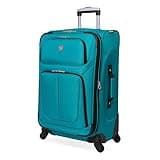 SwissGear Sion Softside Expandable Luggage, Teal, Checked-Medium 25-Inch