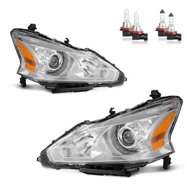 Vizotae Headlights Assembly for 2013 2014 2015 Nissan Altima 4-Door Sedan Halogen Headlamp Replacement, High/Low Beam W/Bulbs, Driver&Passenger Side