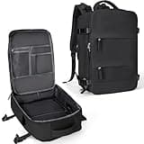 coowoz Large Travel Backpack For Women Men,Carry On Backpack Flight Approved,Hiking Backpack Waterproof Outdoor Sports Rucksack Casual Daypack Fit 15.6 Inch Laptop Shoes Compartment (Black)