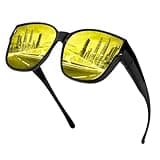 Trysee Night Vision Driving Glasses Fit Over Glasses for Men Women, Polarized Anti Glare Night Vision Pro Glasses TS3091