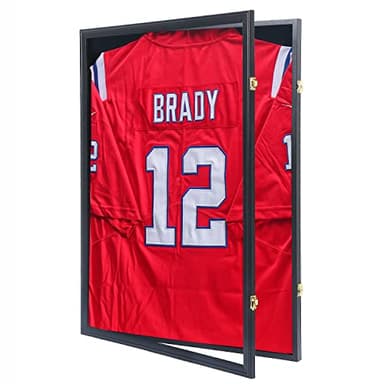 Grintus Jersey Frame Display Case Jersey Display Case Jersey Shadow Box with Uv Protection Acrylic and Hanger for Baseball Basketball Football Soccer Hockey Sport Shirt and Uniform,Black Finish