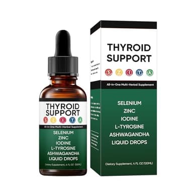Kindled Thyroid Support Drops, Actora Thyroid Support Liquid Supplement with Selenium Zinc Iodine L-Tyrosine Ashwagandha - 4 fl. oz. (120mL) (1)
