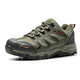 NORTIV 8 Men's Low Top Waterproof Hiking Shoes Lightweight Trekking Trails Outdoor Work Shoes 160448_Low Armadillo Army Green Black Orange Size 10.5 M US