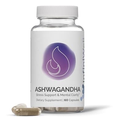 InfiniWell Ashwagandha Supplements - Herbal Supplements with Shoden Ashwagandha Root - Promote Mental Clarity, Hormonal Balance, Daily Relaxation & Muscle Recovery (60 Capsules)