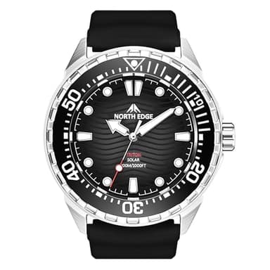 NORTH EDGE Solar Dive Watch for Men – Stainless Steel Case, 1000FT/300M Waterproof, Solar Powered, Luminous, Unidirectional Bezel, Sport Diver Watch