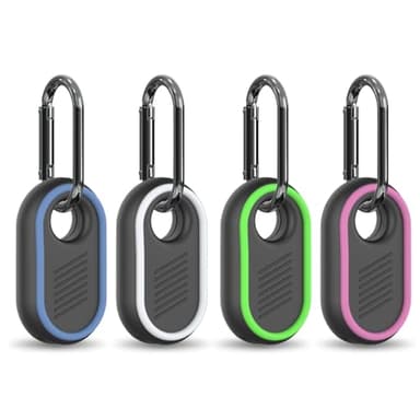 4-Pack Compatible for Samsung Galaxy SmartTag2 Case Cover, Rugged Full Protective Anti-slip Soft Silicone Case for Galaxy Smart Tag 2 with Key Ring, for Keys, Luggage, Pets (White/Blue/Green/Rose Red)