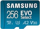 SAMSUNG EVO Select Micro SD-Memory-Card + Adapter, 256GB microSDXC 130MB/s Full HD & 4K UHD, UHS-I, U3, A2, V30, Expanded Storage for Android Smartphones, Tablets, Nintendo-Switch (MB-ME256KA/AM)