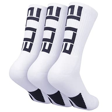 Podinor Basketball Crew Socks for Men and Women, Cushion Performance Athletic Basketball Socks White