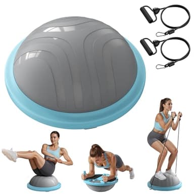 MERACH 3-in-1 Balance Ball Trainer 18'' Lightweight Yoga Exercise Ball with Foot Pump & Bands 450lbs Anti-Slip Design for Home Workouts & Therapy​, Blue