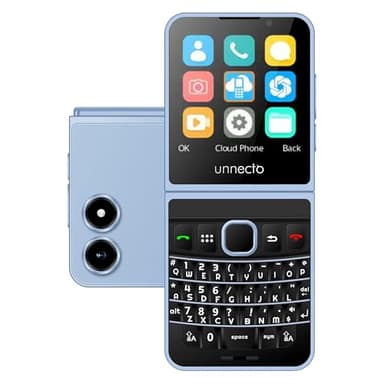 unnecto Snap | Dual SIM | 4G/LTE | Unlocked | QWERTY Keyboard | Flip Phone | Cloud OS | Sky Blue