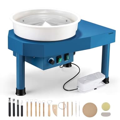 Huanyu Pottery Wheel Machine for Adults 12" Bat System Manual & Foot Pedal Control Electric Ceramic Wheel Forming Machine Art Clay DIY Sculpting Tool Kit
