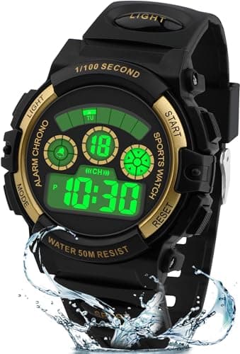 Edillas Kids Digital Watch with 7 Color LED Light, Kids Toys Wristwatch, Waterproof Children's Jewelry, Battery Included, School Gifts for Boys Girls
