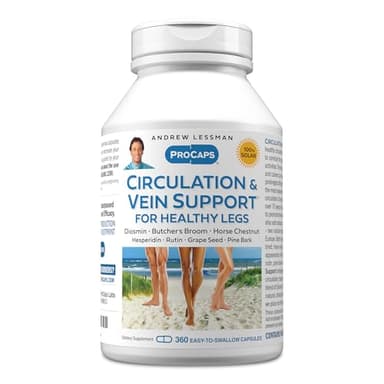 ANDREW LESSMAN Circulation, Vein Support for Healthy Legs 360 Capsules - High Bioactivity Diosmin, Butcher's Broom, Visibly Reduces Swelling and Discomfort in Feet, Ankles, Calves, Legs