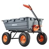 VEVOR 1200lbs 7Cu.Ft. Garden Dump Cart with 2-in-1 Convertible Handle and 13in All Terrain Wheels, Heavy Duty Poly Yard Dump Wagon Utility ATV Trailer Dump Cart Tow Behind for Lawn Mower Tractor