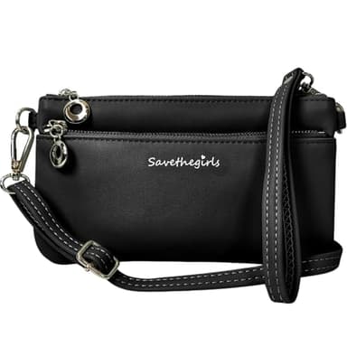 Save the Girls Cell Phone Purse - Touch Screen Women’s Crossbody Handbags (Bella) - Clutch & Crossbody Phone Case (Black)