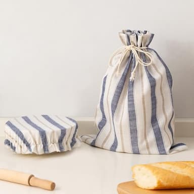 GobiSea Linen Bread Bag for Homemade Sourdough Bread with Proofing Cover, Reusable Linen Sourdough Bread Storage Bag - Plastic Lined - with Proofing Bowl Cover